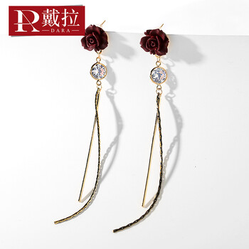 紅色玫瑰花耳釘
