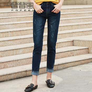 普普風(fēng)（FGFEEL） 高腰  女 九分褲 牛仔褲
