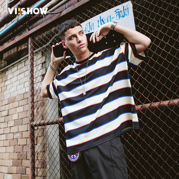 viishow 短袖 男士T恤 黑白條紋 S，XL，XXL，M，XXXL