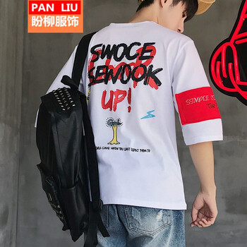 西牧子 七分袖 男士T恤 七分后UP 白色 S，XL，L，M，XXL