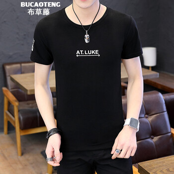 布草藤（BUCAOTENG） 五分袖 男士T恤 1911黑色 XL，L，XXXL，M，XXL
