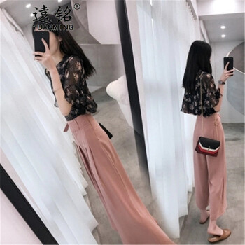 遠(yuǎn)銘（Yuanming） 高腰 闊腿褲 女 長(zhǎng)褲 休閑褲