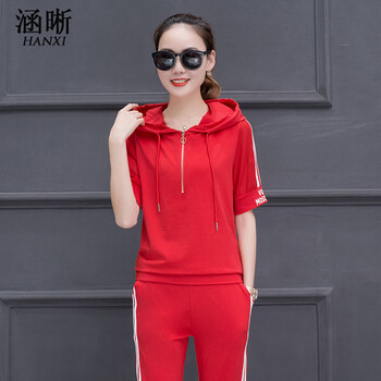 涵晰（HANXI） 印花，蕾絲，紗網(wǎng) 短袖 T恤 女 連帽