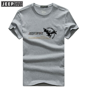 Jeep 長袖 男士T恤 動物圖案灰色 