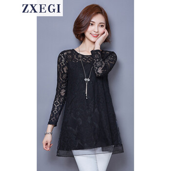 ZXEGI 純色 鏤空，蕾絲 連衣裙