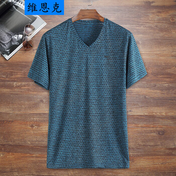 維恩克 短袖 男士T恤 牛仔藍(lán)（V領(lǐng)版） XL，XXL，XXXL，加大