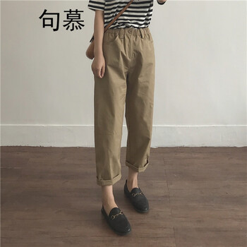 句慕（JUMU） 自然腰 直筒褲 女 九分褲 休閑褲