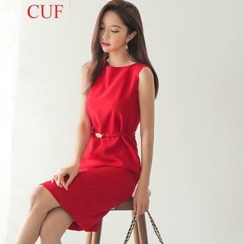 CUF 純色 露肩 連衣裙
