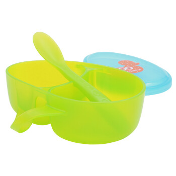 美国MDB婴儿碗勺套装宝宝吃饭辅食碗儿童便携餐具婴儿辅食勺子辅食盒 绿色鸭子