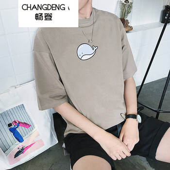 暢登（CHANGDENG） 七分袖 男士T恤 鯨魚灰色 
