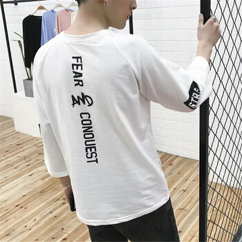 丹杰仕 短袖 男士T恤 七分袖后背印花白色 XL，L，XXL，M