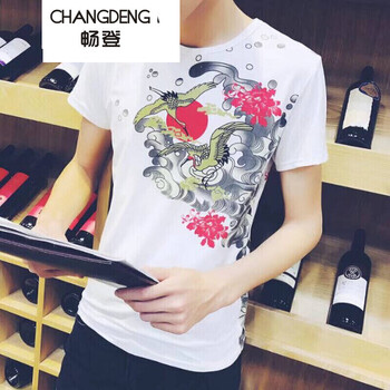 暢登（CHANGDENG） 短袖 男士T恤 新款紋身仙鶴 