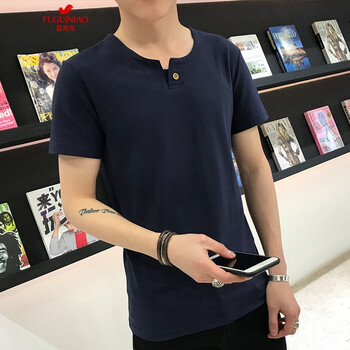 富貴鳥（FUGUINIAO） 短袖 男士T恤 深蘭色 