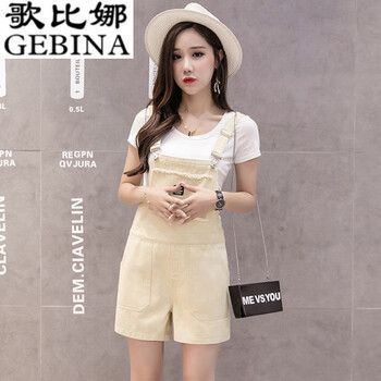 歌比娜 高腰 背帶褲 女 短褲 休閑褲