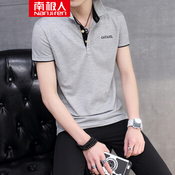 南極人（Nanjiren） 短袖 男士T恤 灰色黑領(lǐng) XL，L，XXL，M，XXXL