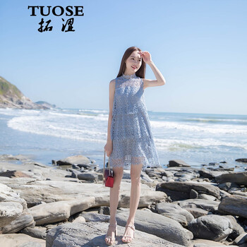 拓澀（TUOSE） 純色 蕾絲 連衣裙