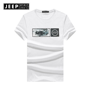 吉普（JEEP） 短袖 男士T恤 白色(偏小一碼) 