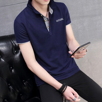 麥杰姆 短袖 男士T恤 深藍(lán)灰領(lǐng) XL，L，XXL，XXXL，M