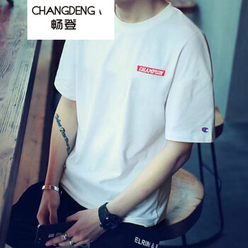 暢登（CHANGDENG） 無袖 男士T恤 刺繡英文短袖白 XL，L，XXXL，XXL，M