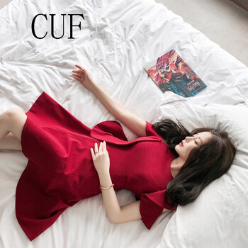CUF 純色 鑲鉆 連衣裙