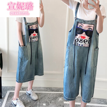 宣妮璐（SHANRYOL） 低腰 背帶褲 女 七分褲 休閑褲