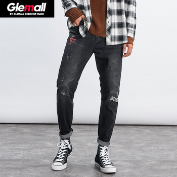 Glemall 修身褲 青春休閑 男士牛仔褲