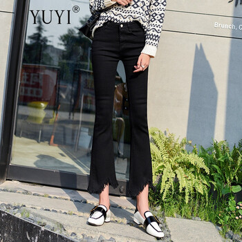 與亦（YUYI） 高腰 喇叭褲 女 九分褲 牛仔褲