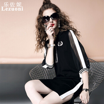 樂(lè )佐妮 純色 不對稱(chēng)，開(kāi)衩，拼接，紗網(wǎng) 連衣裙