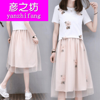 彥之坊（Yanzhifang） 純色 拼接，立體裝飾，紗網(wǎng) 連衣裙