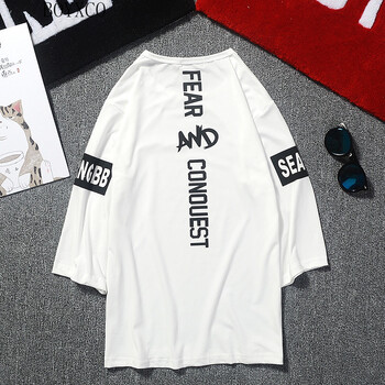 BOYXCO 七分袖 男士T恤 七分后印花白 S，XL，L，XXL，XXXL，M