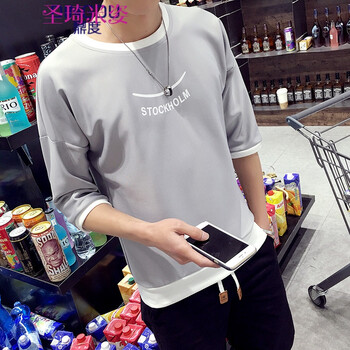 圣琦米姿（Shengqimizi） 五分袖 男士T恤 T02灰色短袖 XL，L，M，XXL