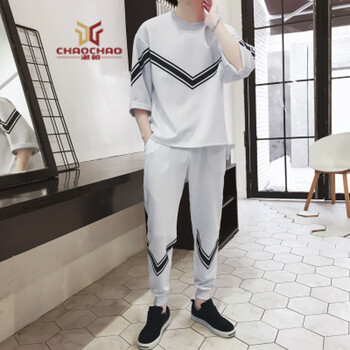 C2潮朝（C2 CHAO CHAO） 七分袖 男士T恤 D364白色 XL，L，XXL，M，XXXL