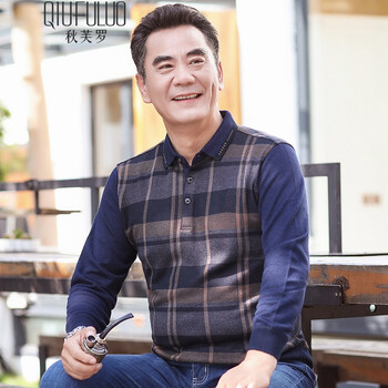 秋芙羅（QIUFULUO） 長袖 男士T恤 黃條 