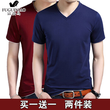 富貴鳥（FUGUINIAO） 短袖 男士T恤 藏青+紅色 XL，L，M，XXXL，XXL