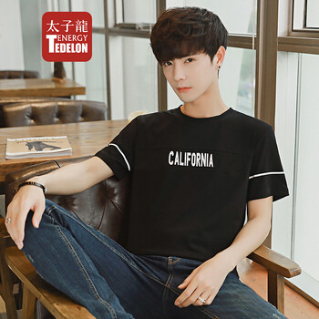 太子龍（TEDELON） 短袖 男士T恤 黑色 XL，L，XXL，XXXL，M