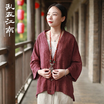 亂在江南 V領(lǐng) 長袖 女 短外套 紐扣