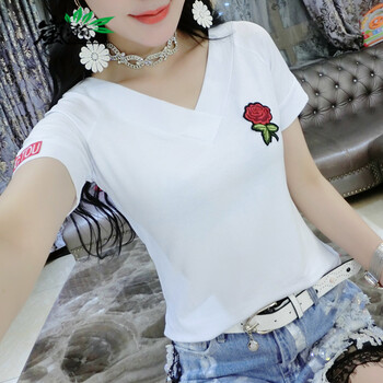 嵐瀚（Lanhan） 貼布 短袖 T恤 女 V領(lǐng)