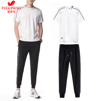 富貴鳥（FGN） 短袖 男士T恤 812白色上衣+黑色褲子 XL，L，XXXL，XXL，M