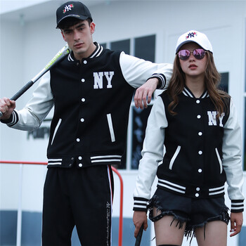 MLBNY 立領(lǐng) 長(zhǎng)袖 女 短外套 口袋，刺繡，拼接