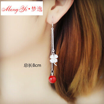 夢(mèng)逸（MENGYI）耳環(huán)，愛(ài)心紅珍珠 2091 尖角花紅珠 2518合金鍍銀鍍金