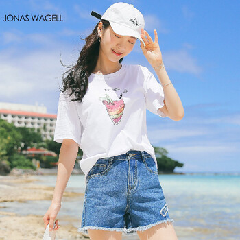 瓊斯維格（JONAS WAGELL） 印花 短袖 T恤 女 圓領(lǐng)