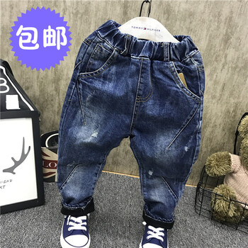 男童牛仔哈倫褲加絨