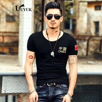 UYUK 短袖 男士T恤 中國黑色 XL，L，XXL，M
