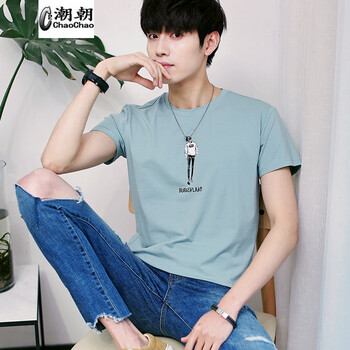 C2潮朝（C2 CHAO CHAO） 短袖 男士T恤 卡通小人綠色 XL，L，XXXL，XXL，M