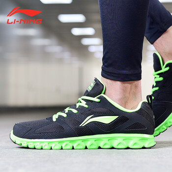 李寧（LI-NING）跑步鞋黑/熒光嫩綠【弧減震科技】 42