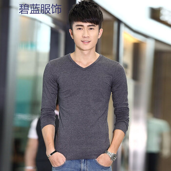 蔚林 長袖 男士T恤 深灰色 長袖V領(lǐng) S，XL，L，M