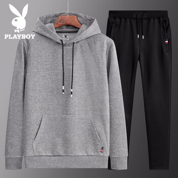 花花公子（PLAYBOY） 長(zhǎng)袖 男士T恤 灰色1863 S，XL，L，M，XXL，XXXL
