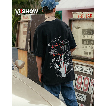 viishow 短袖 男士T恤 手印黑色 