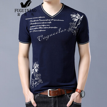 富貴鳥（FUGUNIAO） 短袖 男士T恤 藍(lán)色 XL，L，XXL，XXXL，M