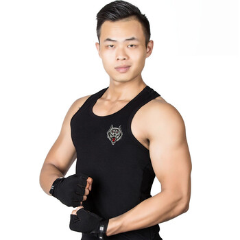 伊璐風(fēng) 無袖 男士T恤 黑色圓領(lǐng)狼頭背心 